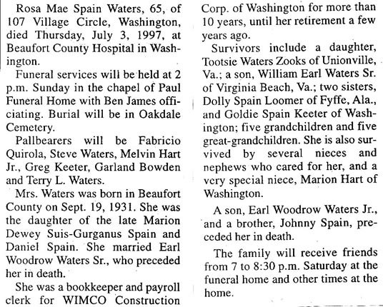Beaufort Co., NC Obituaries - W
