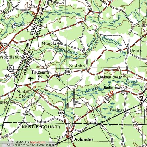 Aulander -Northampton,Bertie,Hertford lines, Ahoskie Creek, Cutawhiskie Cr, Bluewater Br 