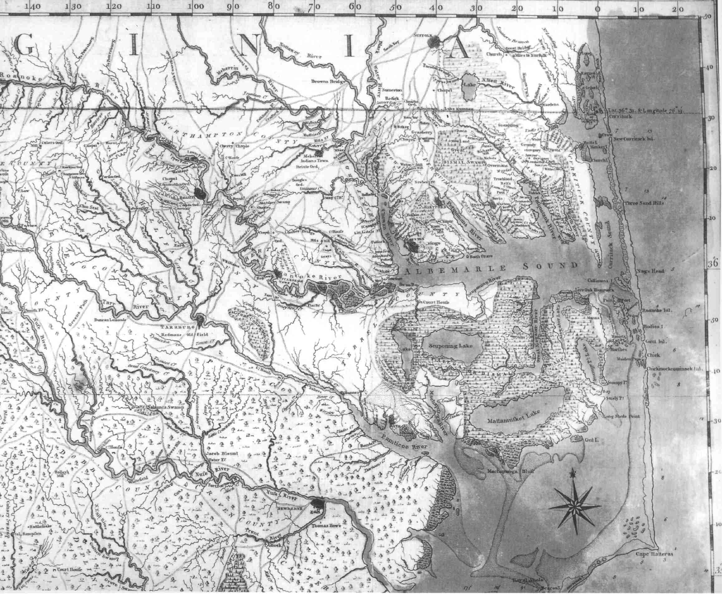 1770 North Carolina Map Bertie County,Collett 1770 Map