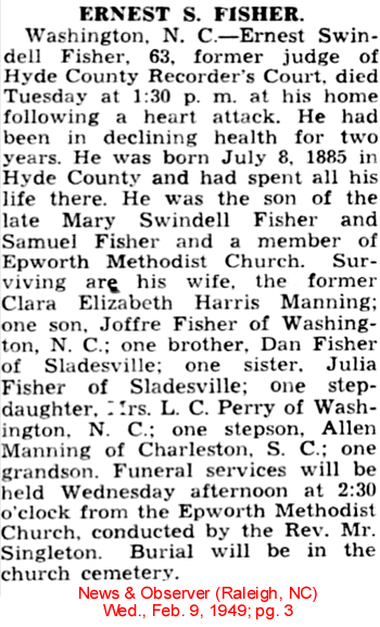 Hyde Co., N.C. Obituaries - F