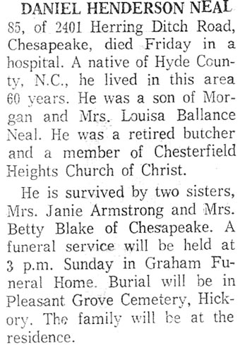 Hyde Co., N.C. Obituaries - N