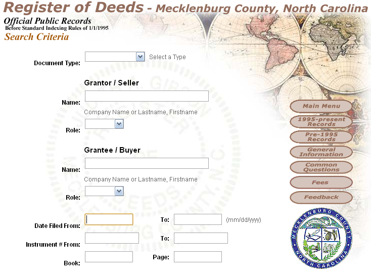 1990-Present Land Records – Mecklenburg County