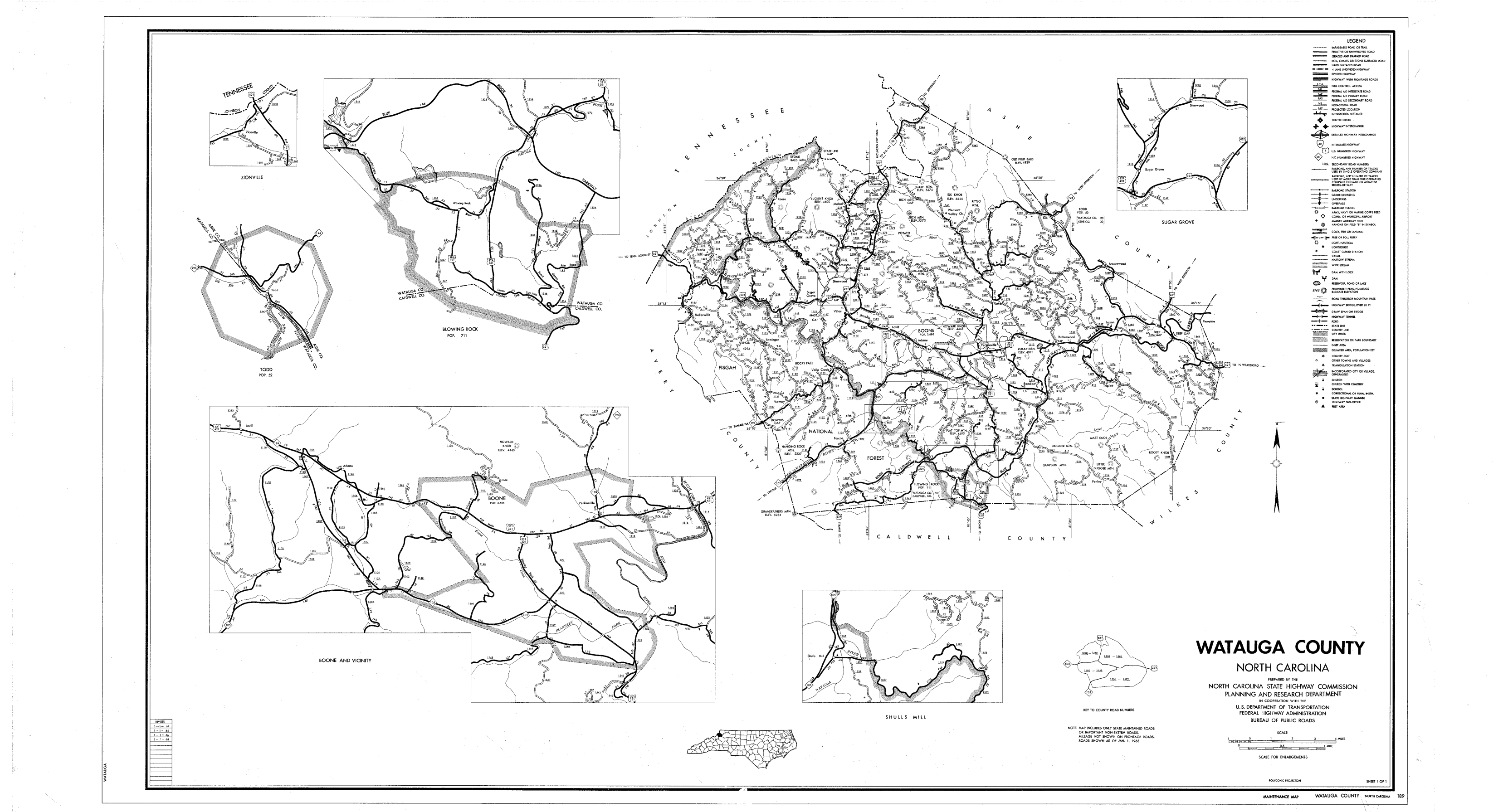 Watauga County Map from the early 1900s