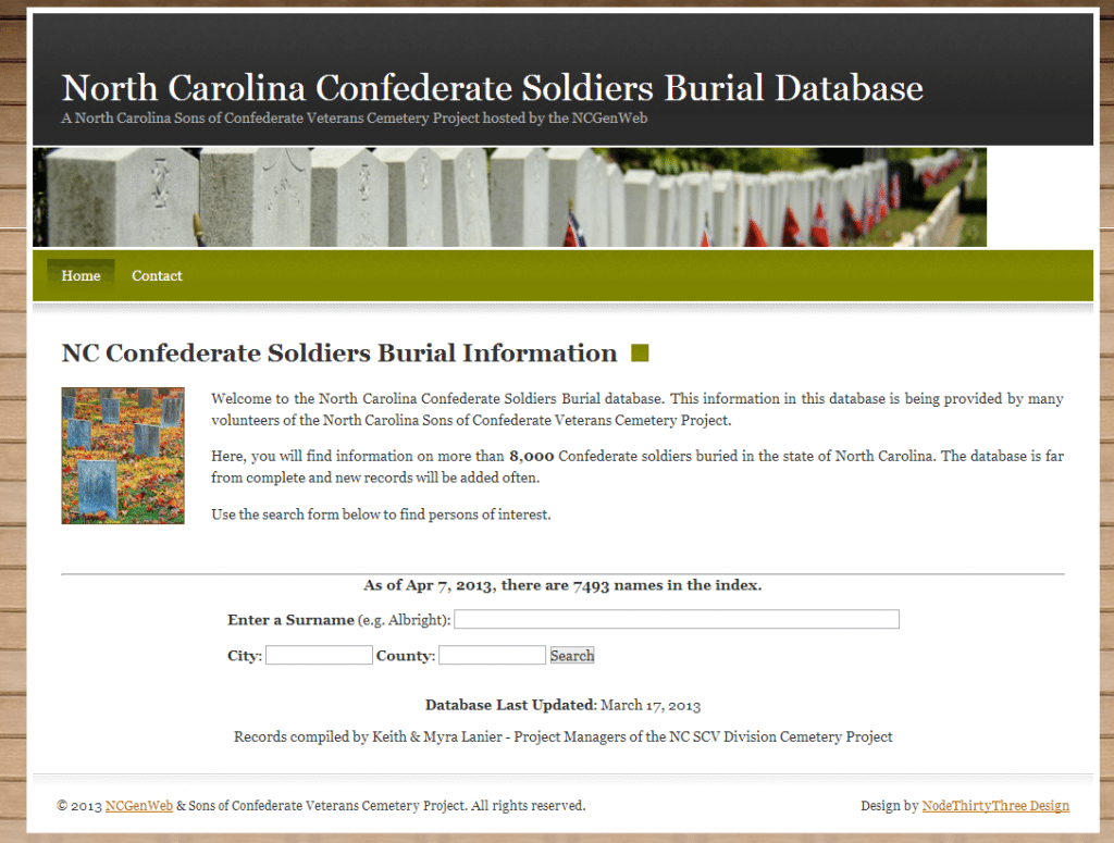 NC Confederate Burials Database | NCGenWeb Project